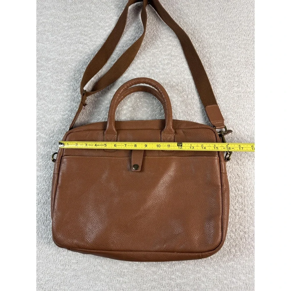 Mark & Graham‎ Pebbled Leather Briefcase Laptop Bag Brown Crossbody Messenger